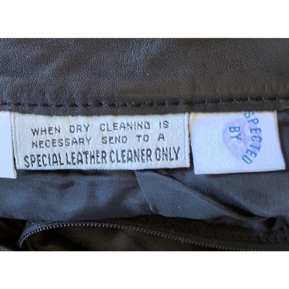 VTG 80s G-III Leather Pencil Skirt 7/8 Black Classic High Waist Back Slit Moto - Picture 8 of 8